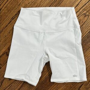 ALO Yoga White Bike Shorts High-Rise Performance